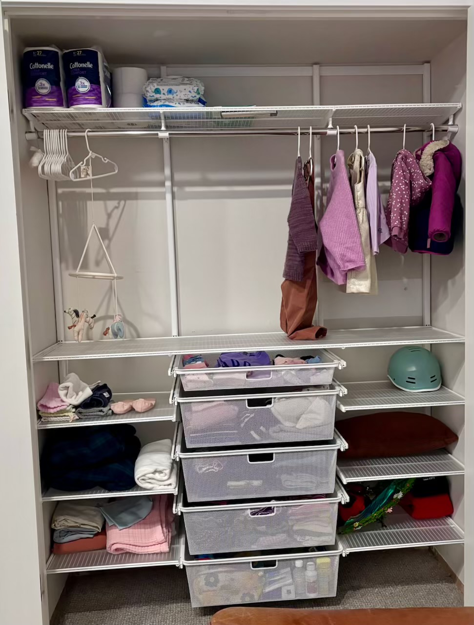After: organized closet
