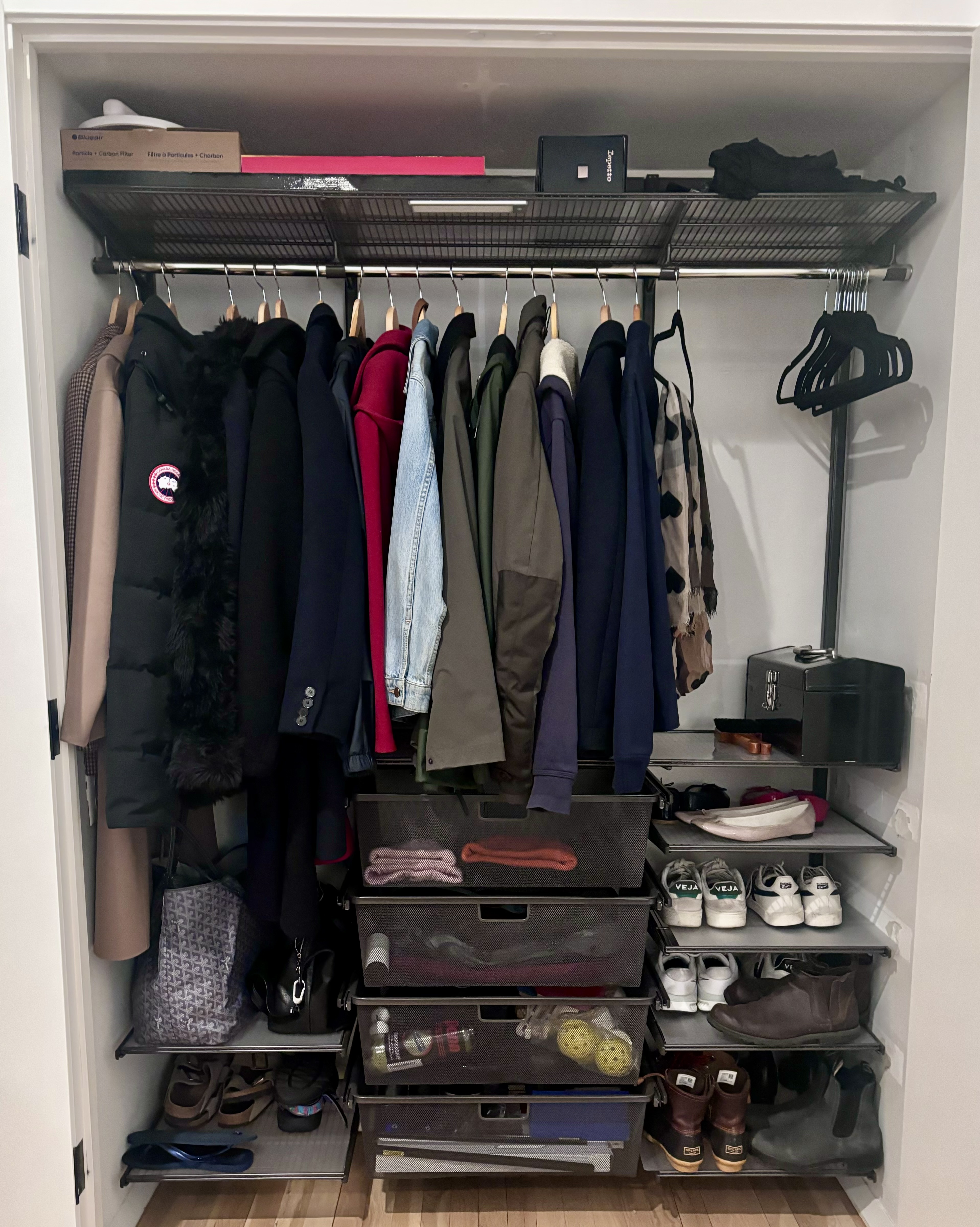 After: organized coat closet