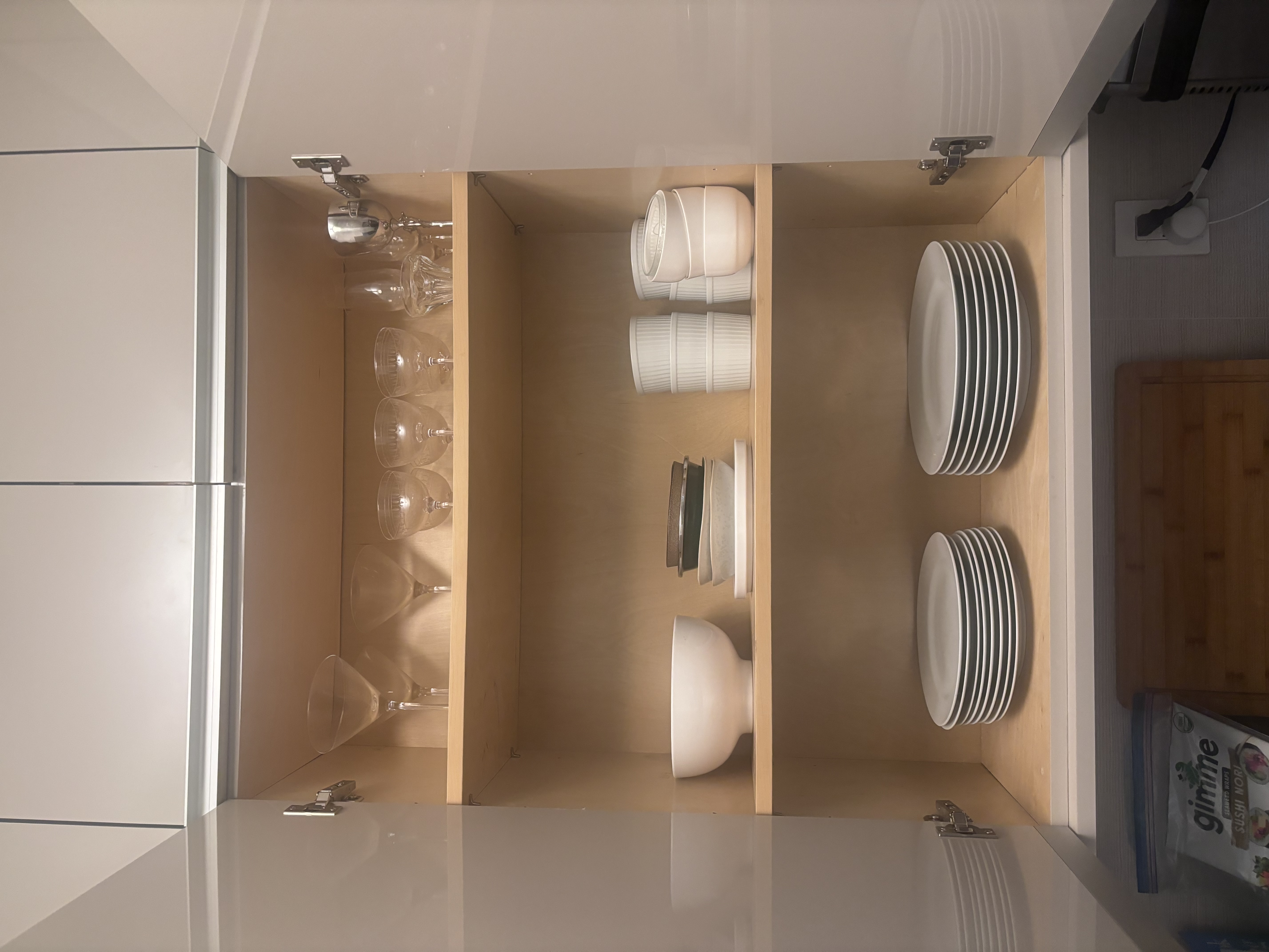 After: organized cabinet