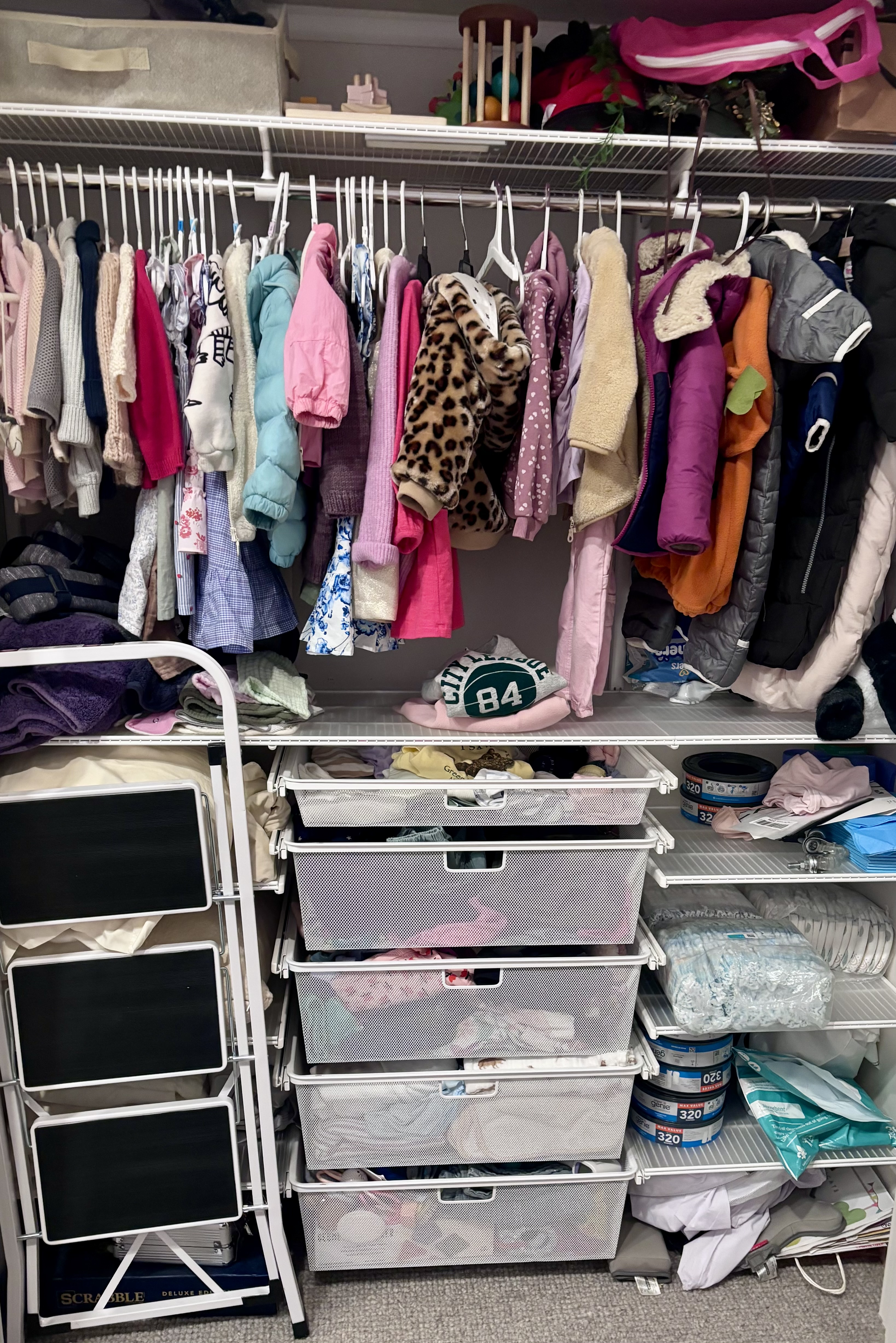 Before: cluttered closet
