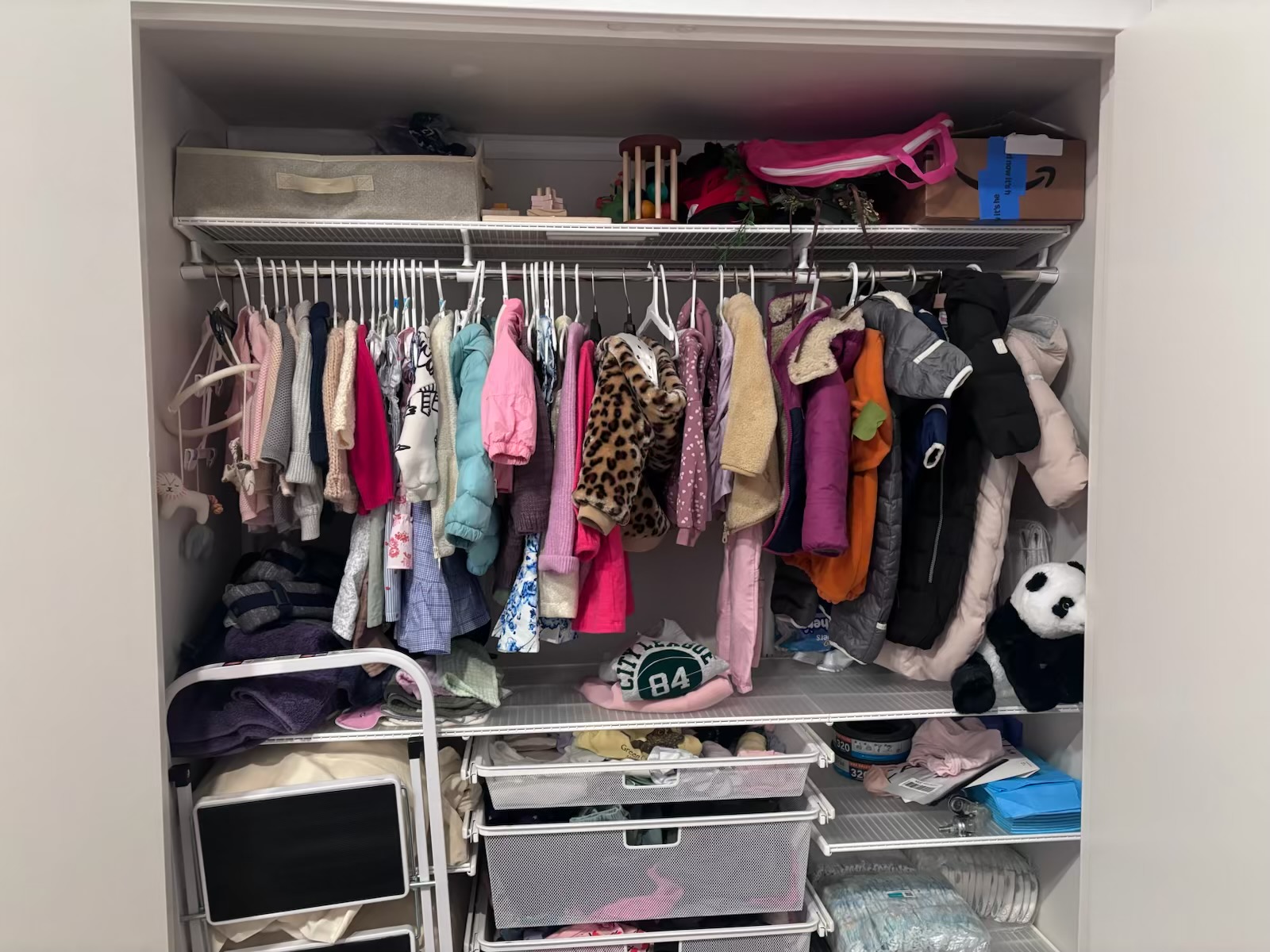 Before: cluttered closet